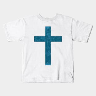 Christian Cross (Blue Lichen) Kids T-Shirt